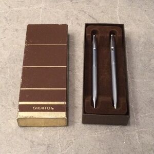 Vintage 1970’s Sheaffer White Dot chrome ballpoint pen and mechanical pencil